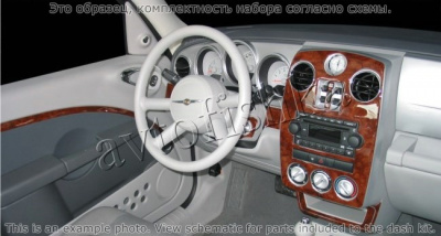 Декоративные накладки салона Chrysler PT Cruiser 2006-н.в. полный набор, не Откидная крыша, Механическая коробка передач