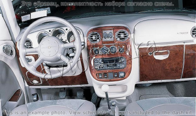 Декоративные накладки салона Chrysler PT Cruiser 2001-2005 полный набор, без Power Mirrors, АКПП, 24 элементов.
